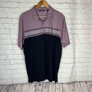 Travis Matthew Purple Gray Striped Golf Polo Pima Cotton Blend Shirt  XL HOLE